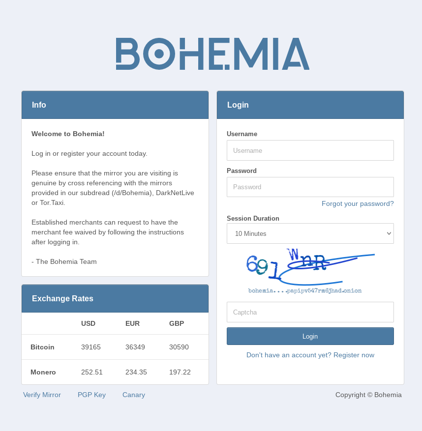 Bohemia loading page